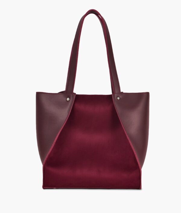 Suede Shopping Tote Bag - Burgundy