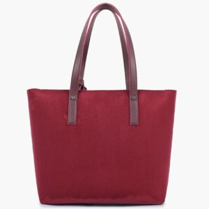 Suede Tote Bag With Detachable Pouch - Burgundy