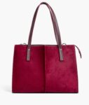 Suede Work Tote Bag - Burgundy