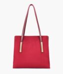 Suede Zipper Shoulder Bag With Long Handle - Burgundy