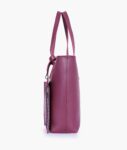 Burgundy Tote Bag With Detachable Pouch - Brown