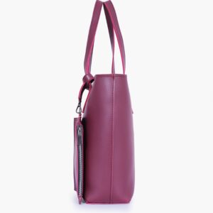 Buy Burgundy Tote Bag With Detachable Pouch - Brown in Pakistan