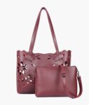 Two Piece Floral Tote - Burgundy