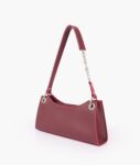 Burgundy Weaved Elongated Chain Handle Purse - Brown