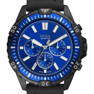 Garrett Black Silicone Strap Blue Dial Chronograph Quartz Watch For Gents