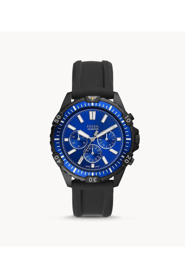 Garrett Black Silicone Strap Blue Dial Chronograph Quartz Watch For Gents