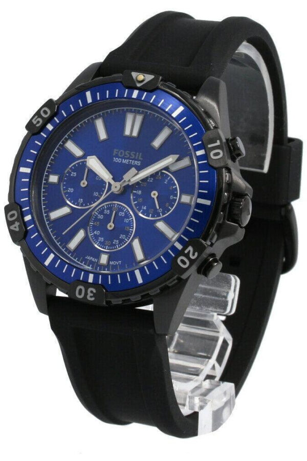 Garrett Black Silicone Strap Blue Dial Chronograph Quartz Watch For Gents