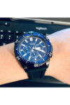 Garrett Black Silicone Strap Blue Dial Chronograph Quartz Watch For Gents