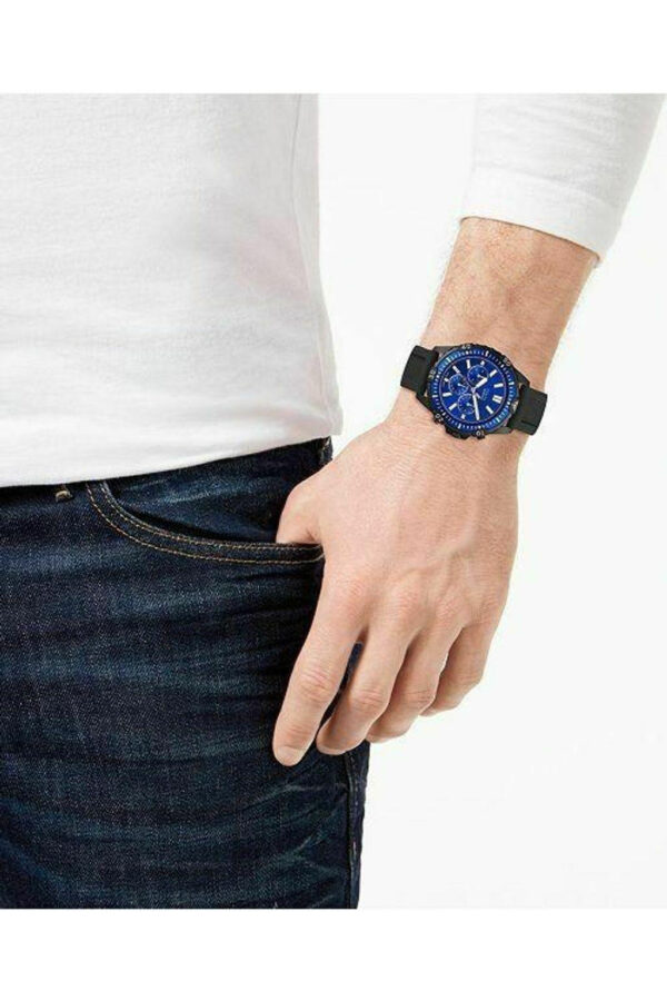 Garrett Black Silicone Strap Blue Dial Chronograph Quartz Watch For Gents