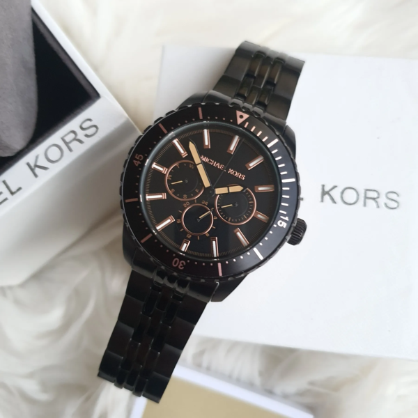 Michael Kors Mens Chronograph Quartz Stainless Steel Black Dial 44mm Watch - Mk7157