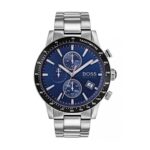 Hugo Boss Mens Chronograph Quartz Rafale Silver Stainless Steel Blue Dial 43mm Watch - 1513510