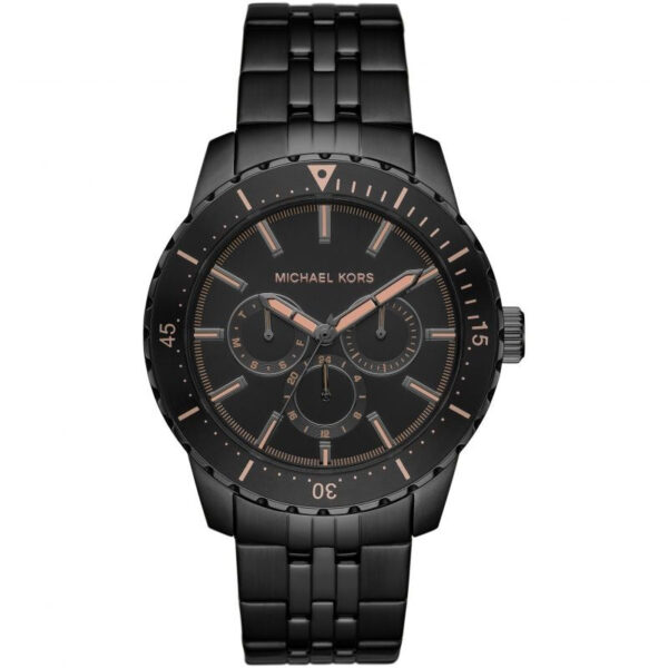 Michael Kors Mens Chronograph Quartz Stainless Steel Black Dial 44mm Watch - Mk7157