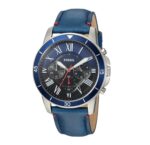 Fossil Men's Chronograph Quartz Leather Strap Multi Color Dial 44mm Watch FS5373