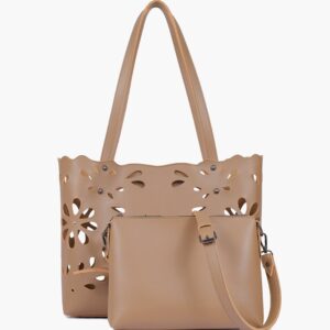 Two Piece Floral Tote - Coffee