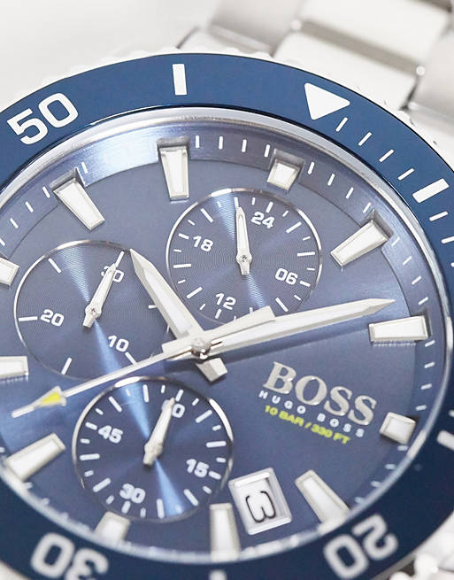 Hugo Boss Mens Quartz Silver Stainless Steel Blue Dial 46mm Watch - 1513907