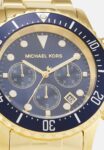 Michael Kors Mens Gold Stainless Steel Blue Dial 45mm Watch - Mk8267