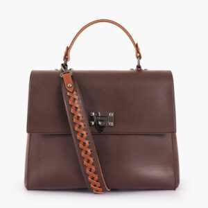 Dark Brown Flap-over Top-handle Bag