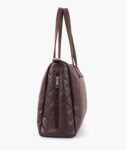 Dark Brown Quilted Carryall Tote Bag