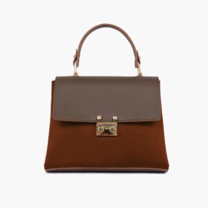 Suede Mini Top Handle Bag - Dark Brown