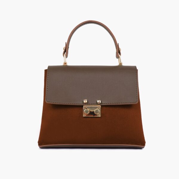 Suede Mini Top Handle Bag - Dark Brown