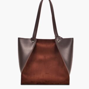 Suede Shopping Tote Bag - Dark Brown