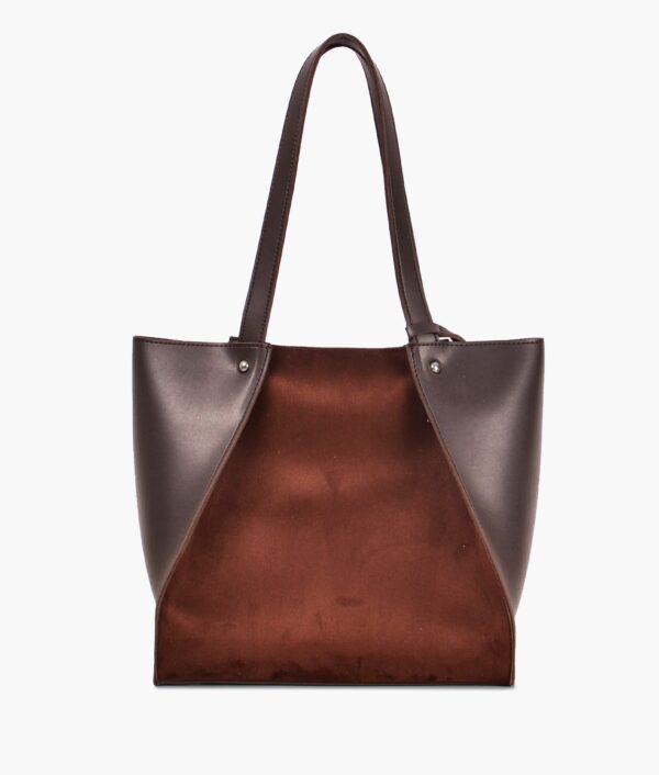 Suede Shopping Tote Bag - Dark Brown