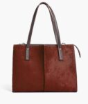 Suede Work Tote Bag - Dark Brown