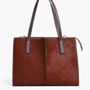 Suede Work Tote Bag - Dark Brown