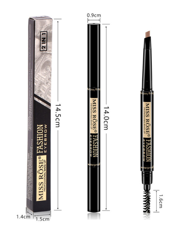 Miss Rose 2 in 1 Double Head Long Lasting Waterproof Eye Brow Pencil & Brush