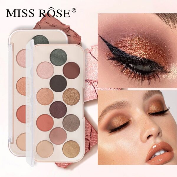 Miss Rose 12 Colors Eyeshadow Palette Matte Shimmer Waterproof Rainbow Color High Pigment