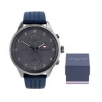 Tommy Hilfiger Quartz Leather Strap Grey Dial 44mm Watch for Men - 1791578