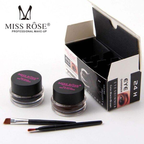 Miss Rose Gel Eyeliner 2 Color Set Black And Brown 4 Hours Long Lasting Waterproof