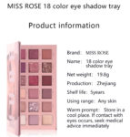 Miss Rose Matte Shimmer Pigmented Waterproof 18 Colors Eye shadow Palette