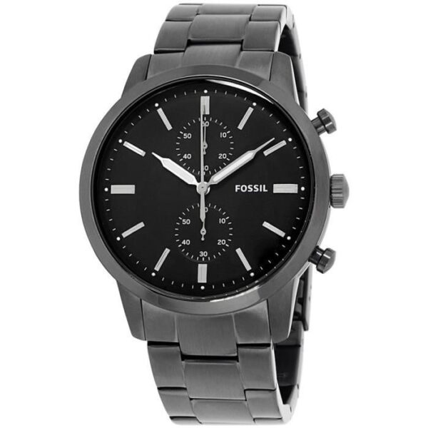 Men's Quartz Chronograph Grey Stainless Steel Black Dial 44Mm Watch