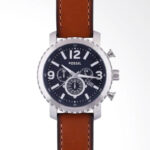 Fossil Men's Quartz Leather Strap Blue Dial 45mm Watch BQ2126