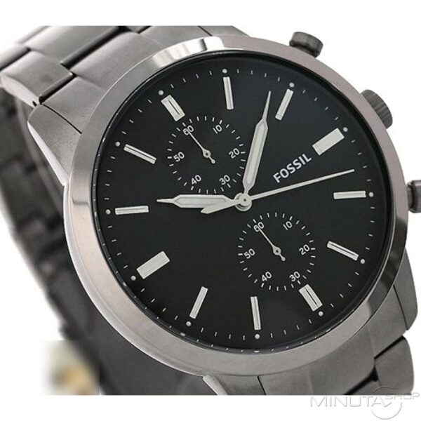 Men's Quartz Chronograph Grey Stainless Steel Black Dial 44Mm Watch