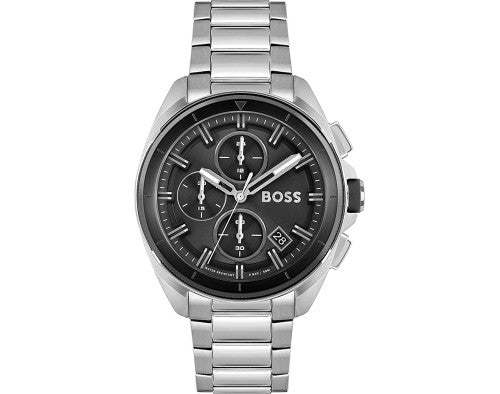 Hugo Boss Volane Silver Steel Black Dial Men's Chrono Watch - 1513949