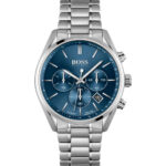 Hugo Boss Mens Chronograph Champion Silver Stainless Steel Blue Dial 44mm Watch - 1513818