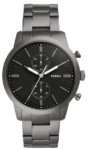 Men's Quartz Chronograph Grey Stainless Steel Black Dial 44Mm Watch