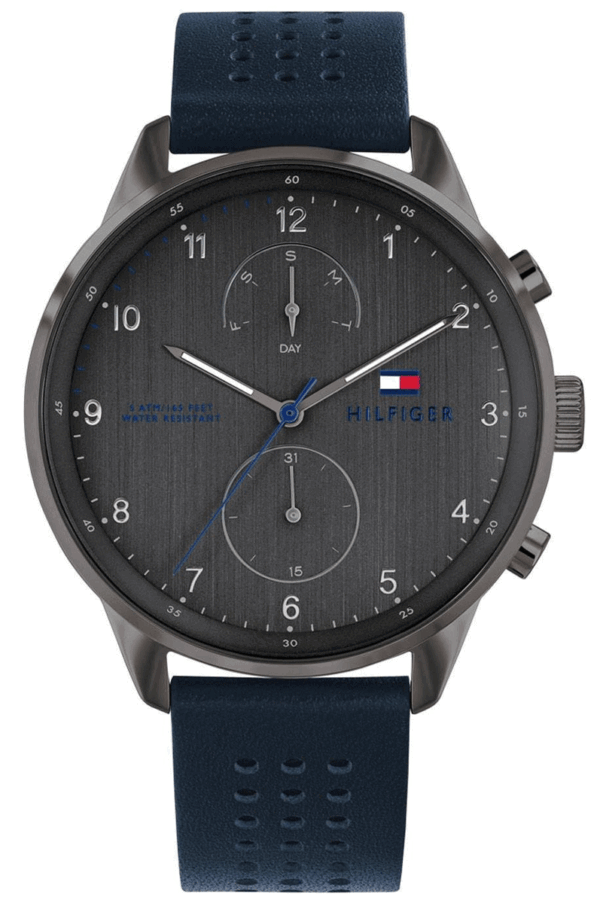 Tommy Hilfiger Quartz Leather Strap Grey Dial 44mm Watch for Men - 1791578