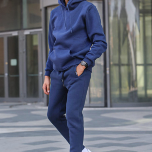 Unisex Basic Plain Hoodie - Navy Blue