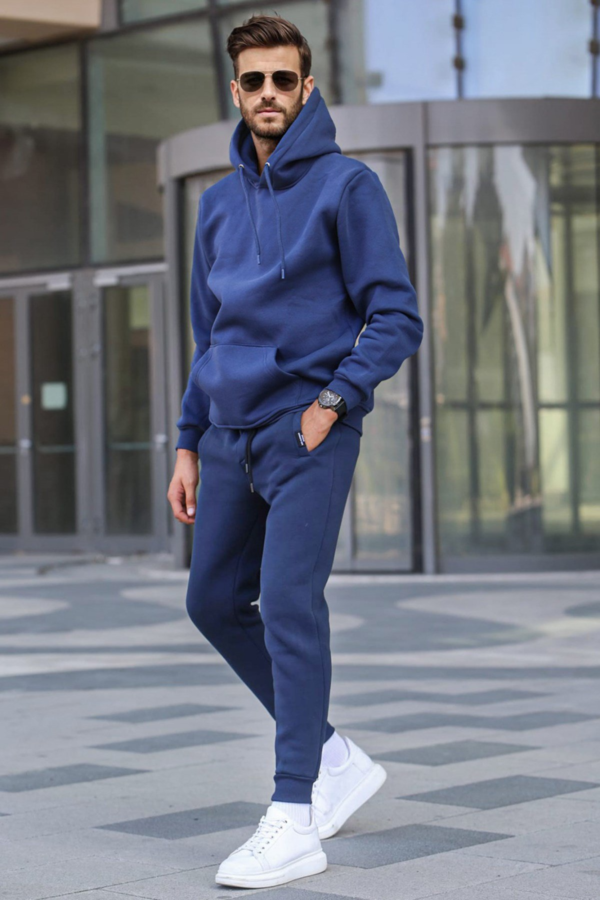 Unisex Basic Plain Hoodie - Navy Blue