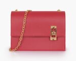 Chain Shoulder Bag with Twist Lock - Maroon