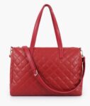 Maroon Quilted Carryall Tote Bag