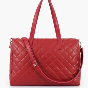 Maroon Quilted Carryall Tote Bag