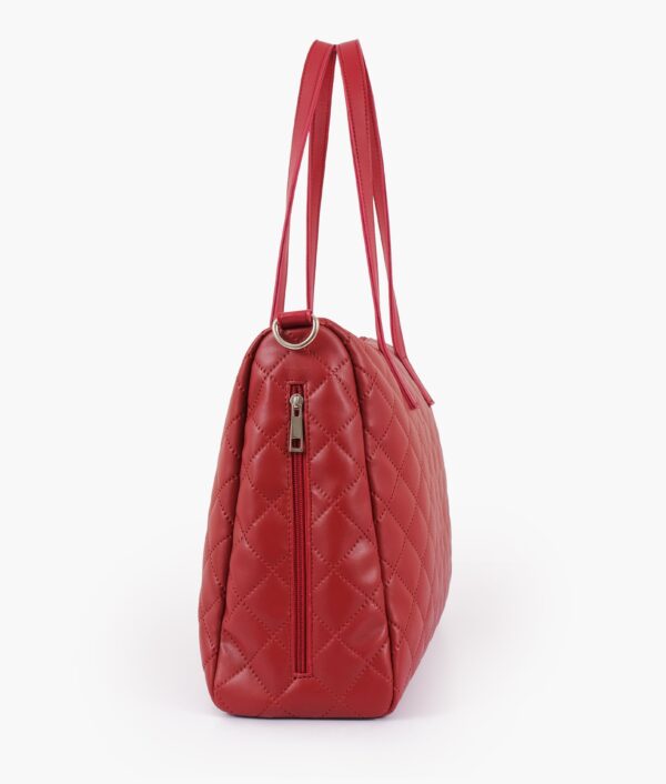 Maroon Quilted Carryall Tote Bag