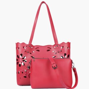 Two Piece Floral Tote - Maroon