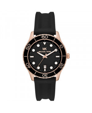 Michael Kors Womens Quartz Runway Silicone Strap Black Dial 40mm Watch - Mk6852