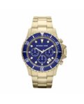 Michael Kors Mens Gold Stainless Steel Blue Dial 45mm Watch - Mk8267