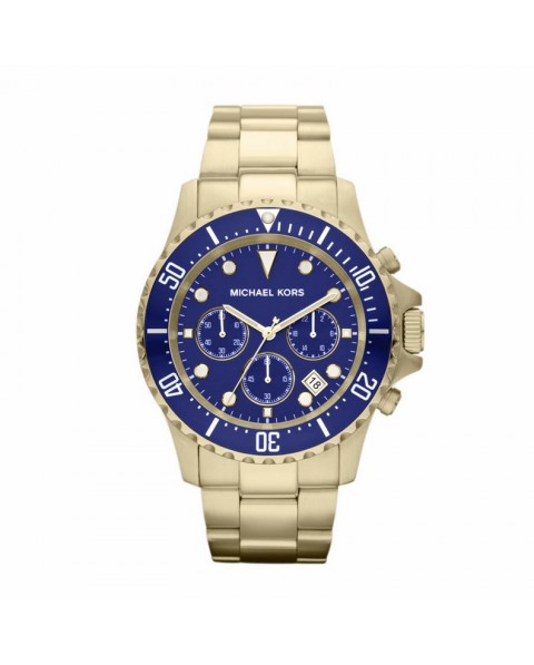 Michael Kors Mens Gold Stainless Steel Blue Dial 45mm Watch - Mk8267